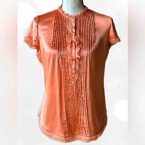ELIE TAHARI Vintage Silk Ruffle Shirt Sleeve Blouse,, Like New (M)